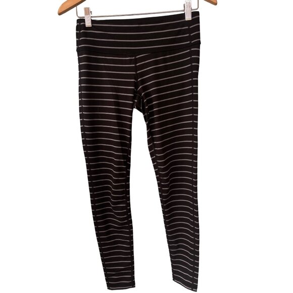 Athleta Leggings S Chaturanga Stripe Tight Black Gray Full Ankle 27" Yoga - Picture 10 of 10
